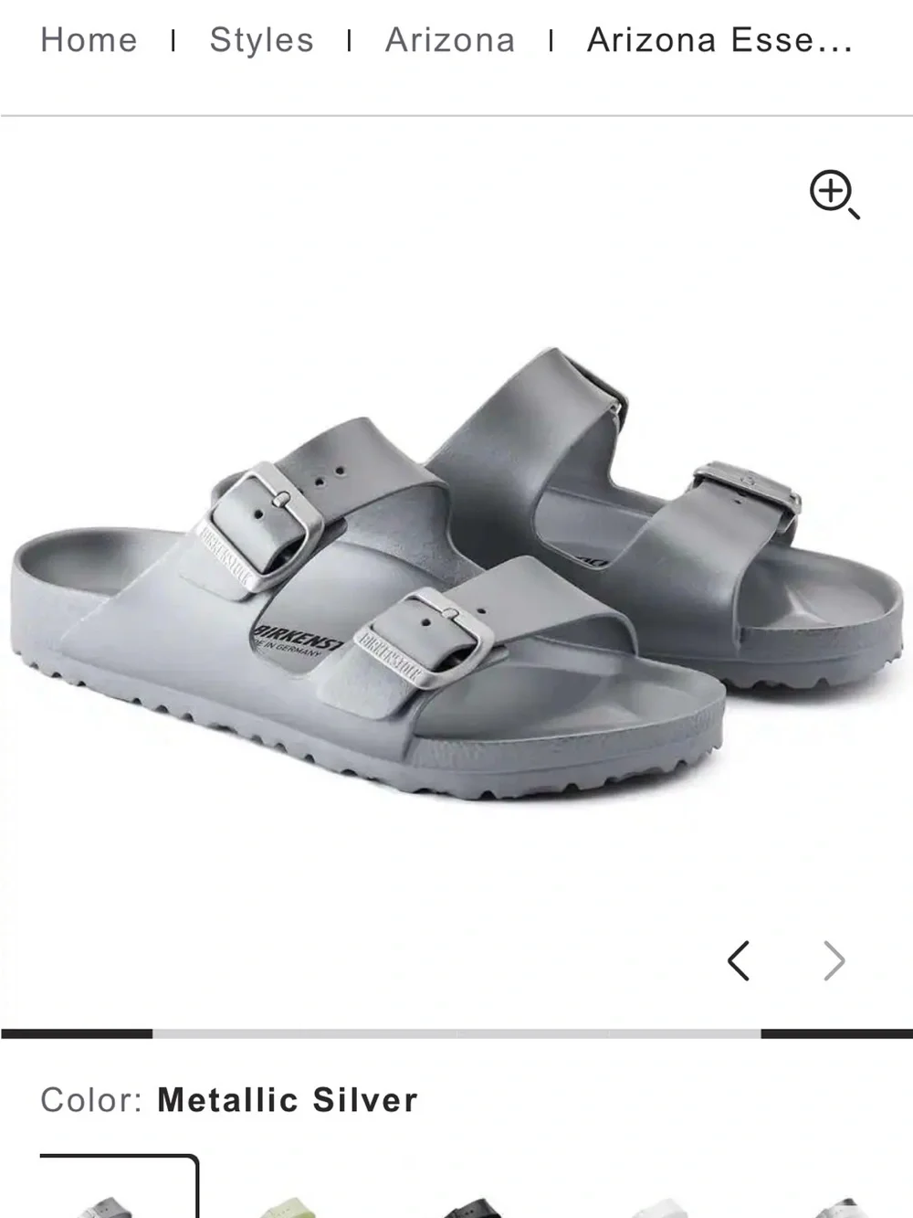 Birkenstock Arizona Sandals Silver Metallic